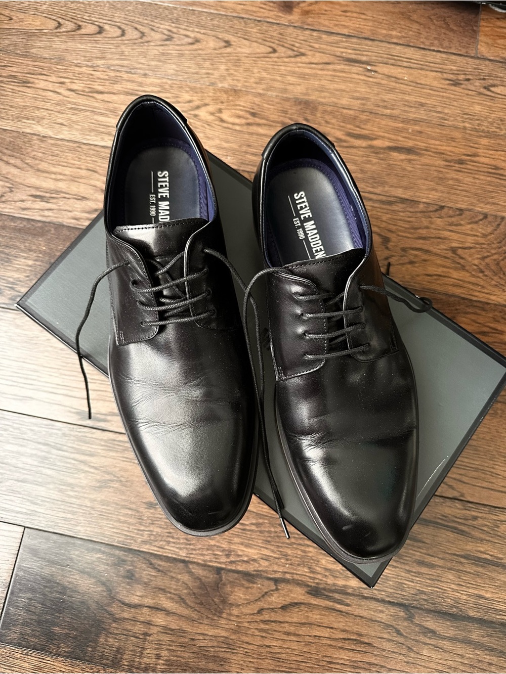 Steve Madden Victor Black Leather Derby Dress Shoes